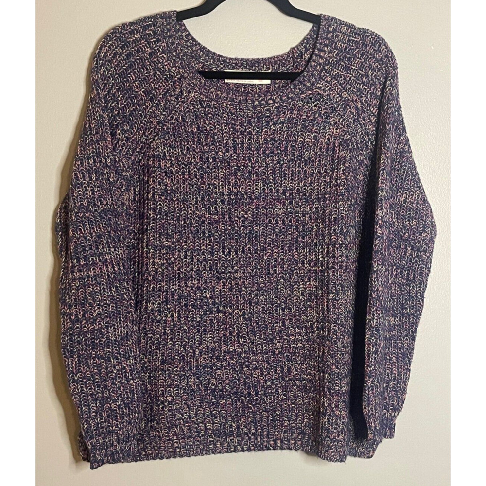 Faded Glory XL Sweater Multi Color Woven Marled Knit Crew Neck Pull Over